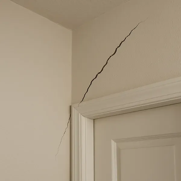 crack in the drywall from door