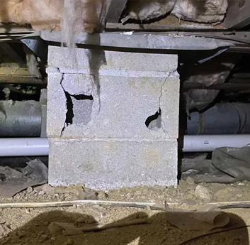 viewing sagging floors above a crawl space